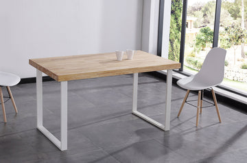 MESA COMEDOR FIJA NATURAL 140 x 80 CM ROBLE NORDISH / BLANCO. ADC | MUEBLECENTER