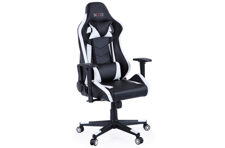 SILLoN GIRATORIO Y RECLINABLE GAMER NEO PRO NEGRO / BLANCO. ADC | MUEBLECENTER