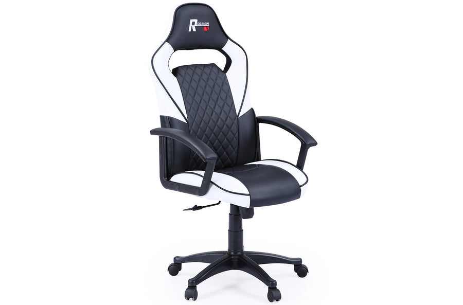 SILLoN GIRATORIO R-DESIGN REGULABLE EN ALTURA SiMIL PIEL BLANCO - NEGRO. ADC | MUEBLECENTER