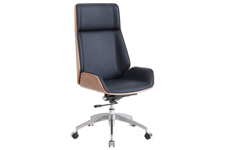 SILLON GIRATORIO ULRICH SIMIL PIEL NEGRO ADC | MUEBLECENTER