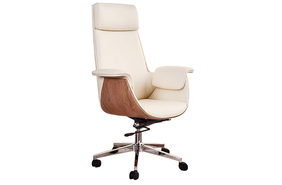 SILLON GIRATORIO OMEGA ALTO / SIMIL PIEL CREMA ADC | MUEBLECENTER