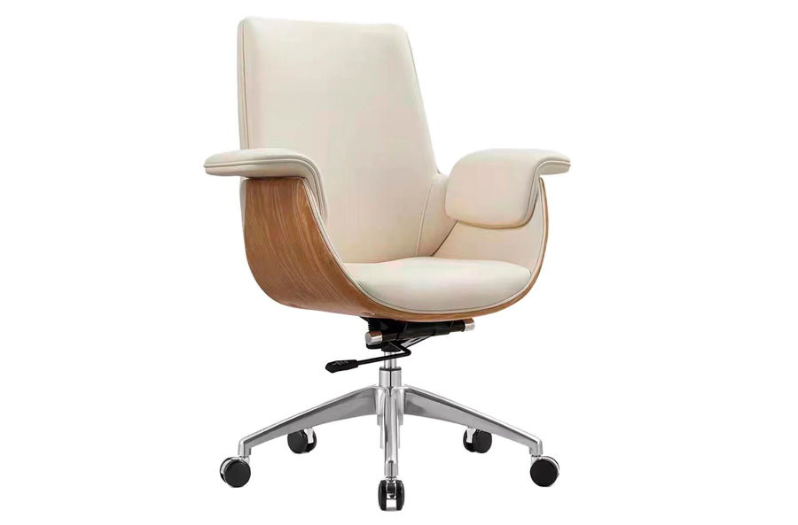 SILLON GIRATORIO OMEGA BAJO / SIMIL PIEL CREMA ADC | MUEBLECENTER