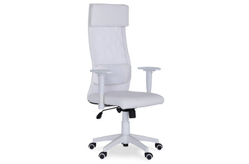 SILLoN GIRATORIO AIRFLOW SiMIL PIEL / RED TRANSPIRABLE BLANCO. ADC | MUEBLECENTER