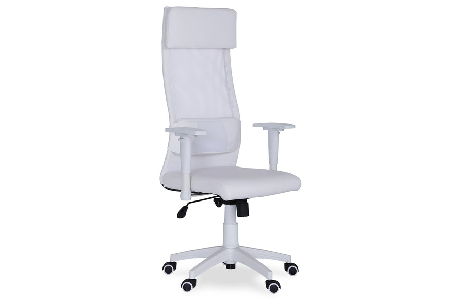 SILLoN GIRATORIO AIRFLOW SiMIL PIEL / RED TRANSPIRABLE BLANCO. ADC | MUEBLECENTER