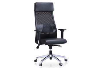 SILLoN GIRATORIO AIRFLOW SiMIL PIEL / RED TRANSPIRABLE NEGRO. ADC | MUEBLECENTER