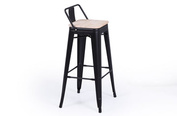 PACK DE 4 UNIDADES TABURETE ALTO TOLIX NEGRO ASIENTO MADERA ROBLE NORDISH. PRECIO UNITARIO 84,05 Û ADC | MUEBLECENTER