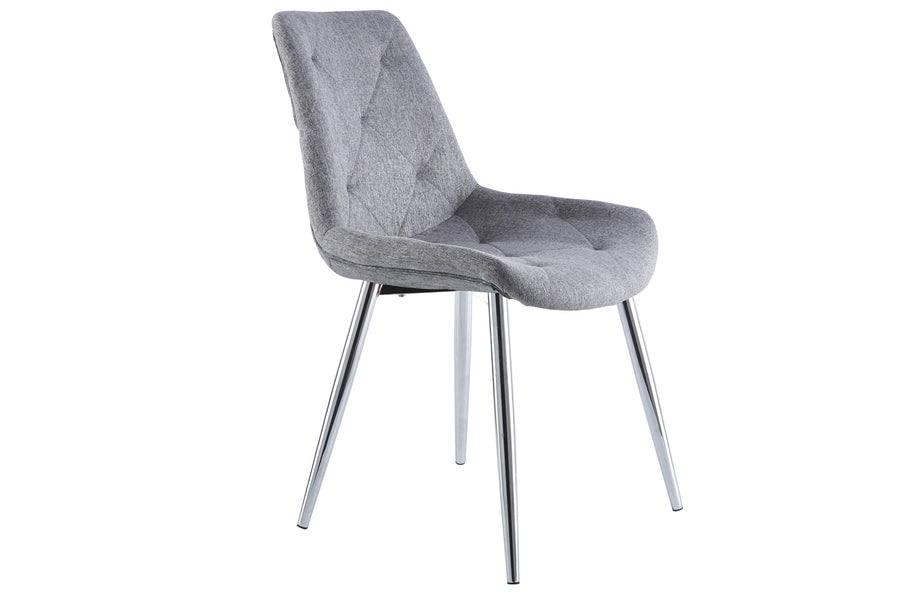 PACK DE 4 UNIDADES SILLA COMEDOR MARLENE TEJIDO GRIS / CROMO PRECIO UNITARIO 90,48 Û ADC | MUEBLECENTER