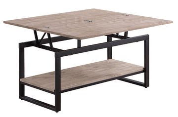 MESA CENTRO ELEVABLE Y EXTENSIBLE STEVE 100 x 45 CM ROBLE HONEY / NEGRO. ADC | MUEBLECENTER