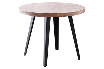 MESA COMEDOR REDONDA FIJA BERG 100 CM ROBLE HONEY / NEGRO. ADC | MUEBLECENTER