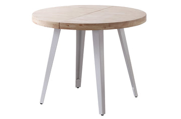 MESA COMEDOR REDONDA EXTENSIBLE BERG 100 - 140 - 180 CM ROBLE NORDISH / BLANCO. ADC | MUEBLECENTER