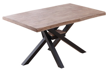 MESA COMEDOR FIJA XENA 150 x 90 CM ROBLE HONEY / NEGRO TAPA CON FORMA. ADC | MUEBLECENTER