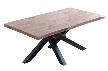 MESA COMEDOR FIJA XENA 180 x 100 CM ROBLE HONEY / NEGRO TAPA CON FORMA. ADC | MUEBLECENTER