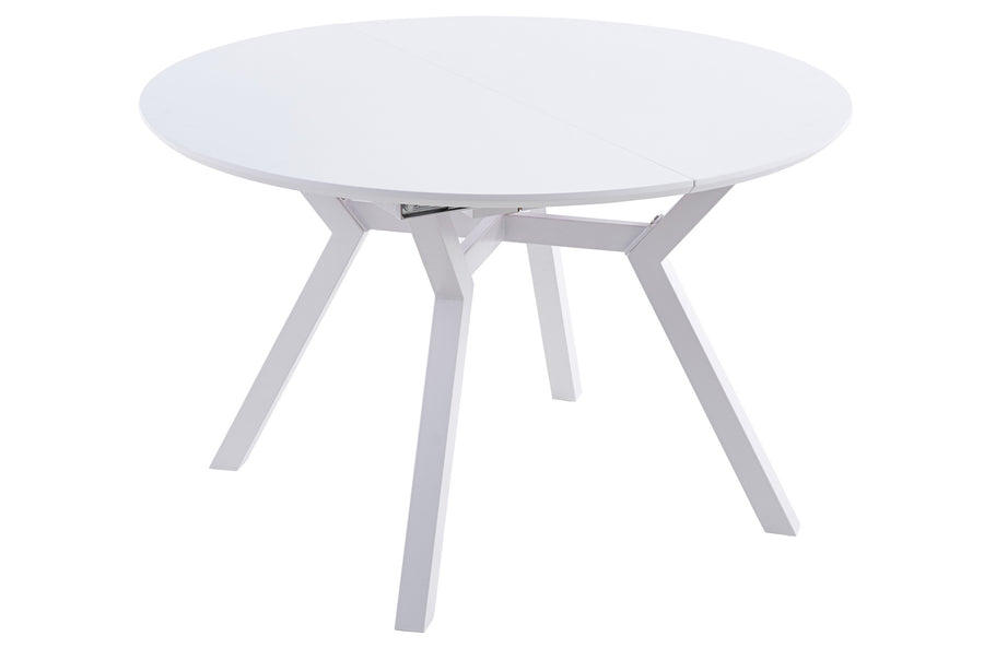 MESA COMEDOR REDONDA EXTENSIBLE DELTA 120 - 160 CM BLANCO. 
ADC | MUEBLECENTER