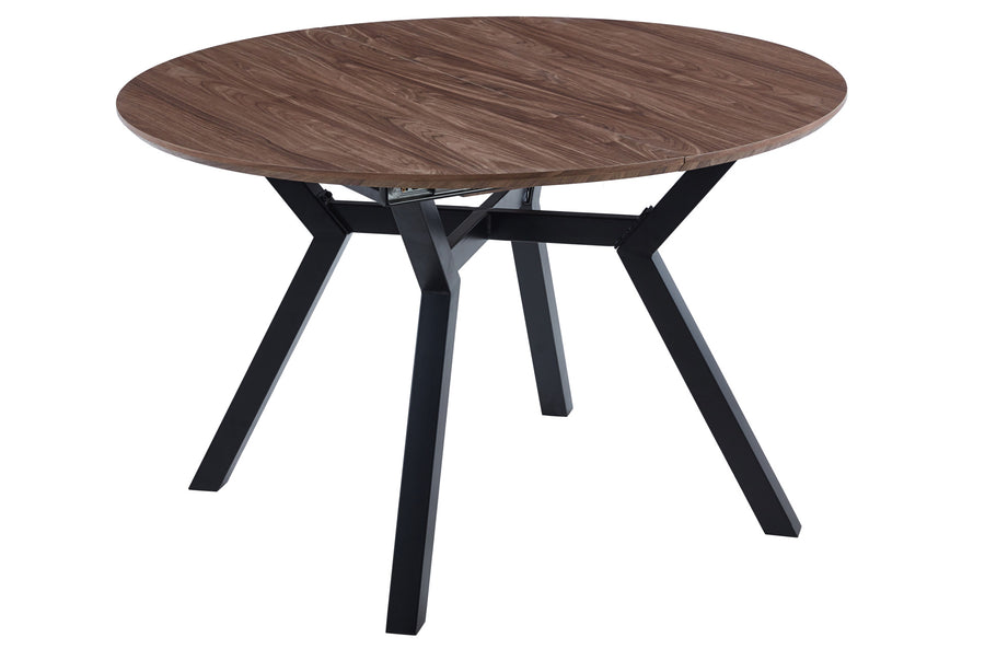 MESA COMEDOR REDONDA EXTENSIBLE DELTA 120 - 160 CM NOGAL / NEGRO. 
ADC | MUEBLECENTER