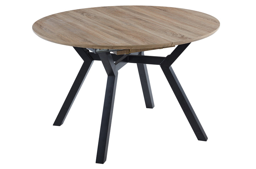 MESA COMEDOR REDONDA EXTENSIBLE DELTA 120 - 160 CM OAK / NEGRO. 
ADC | MUEBLECENTER