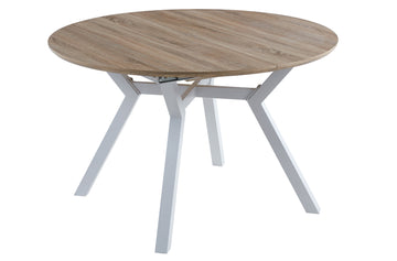 MESA COMEDOR REDONDA EXTENSIBLE DELTA 120 - 160 CM OAK / BLANCO. 
ADC | MUEBLECENTER