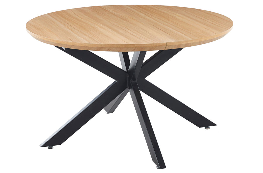 MESA COMEDOR REDONDA EXTENSIBLE CROSS 130 - 170 - 210 x 130 CM OAK / NEGRO. ADC | MUEBLECENTER