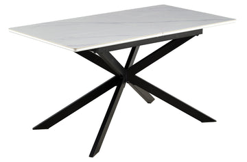 MESA COMEDOR EXTENSIBLE IBIZA 140 - 180 X 80 CM CERAMIC BLANCO / NEGRO. ADC | MUEBLECENTER