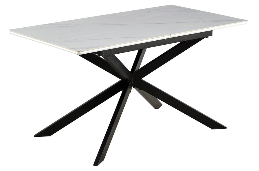 MESA COMEDOR EXTENSIBLE IBIZA 140 - 180 X 80 CM CERAMIC BLANCO / NEGRO. ADC | MUEBLECENTER