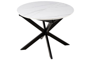 MESA COMEDOR REDONDA EXTENSIBLE IBIZA 100 - 140 CM CERAMIC BLANCO / NEGRO. ADC | MUEBLECENTER