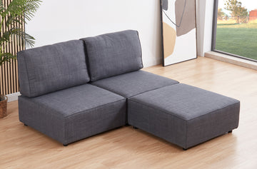 SOFA MODULAR SIN BRAZOS MOU 2 PLAZAS + CHAISELONGUE TEJIDO GRIS 180 x 183 X 93 CM 
ADC | MUEBLECENTER