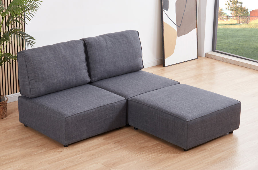 SOFA MODULAR SIN BRAZOS MOU 2 PLAZAS + CHAISELONGUE TEJIDO GRIS 180 x 183 X 93 CM 
ADC | MUEBLECENTER