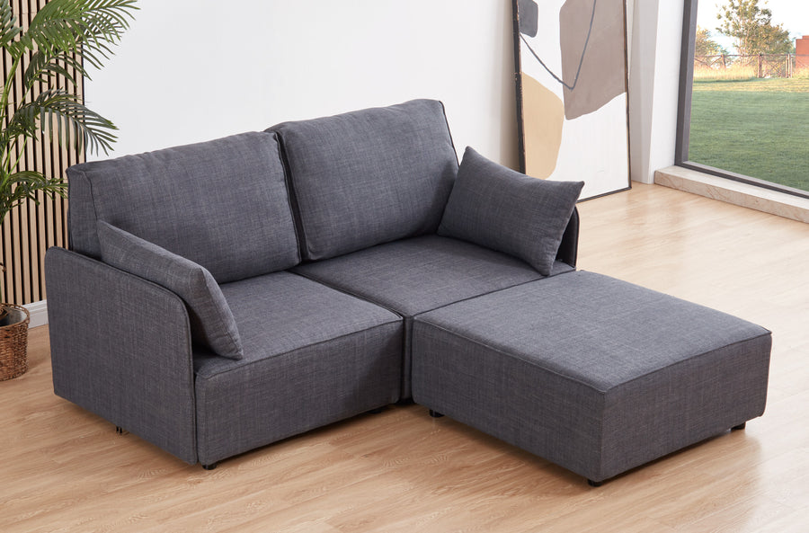 SOFA MODULAR CON BRAZOS MOU 2 PLAZAS + CHAISELONGUE TEJIDO GRIS 186 x 183 X 93 CM 
ADC | MUEBLECENTER