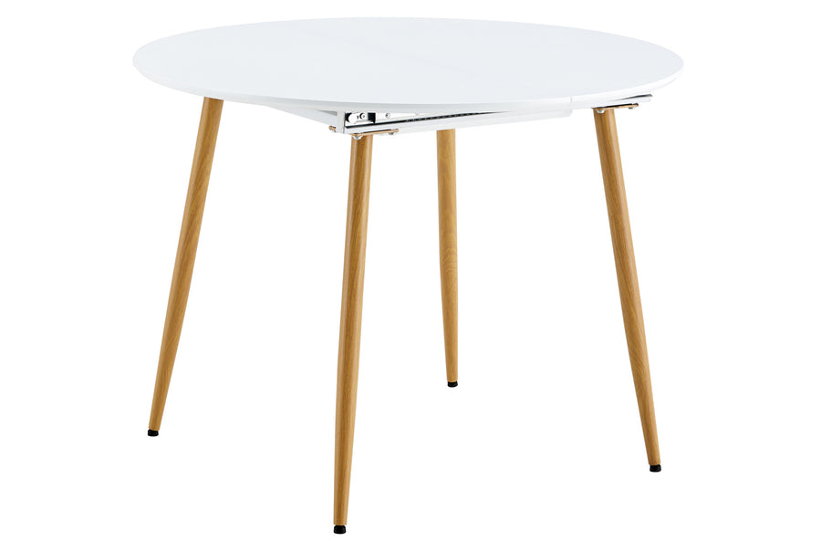 MESA COMEDOR REDONDA EXTENSIBLE ARTIC 100 - 140 x 100 CM BLANCO / OAK. ADC | MUEBLECENTER