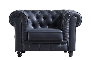 SOFa CHESTERFIELD 1 PLAZA SiMIL PIEL NEGRO ADC | MUEBLECENTER