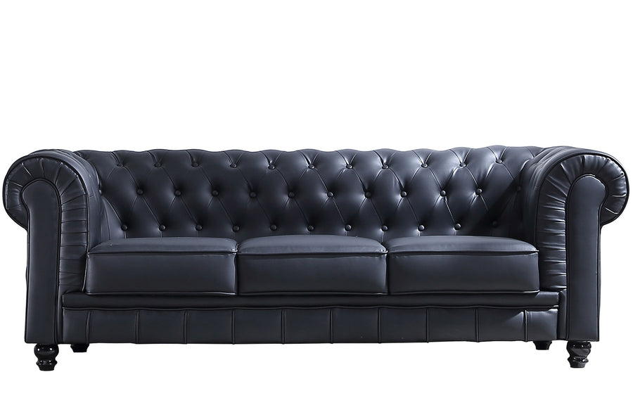 SOFa CHESTERFIELD 3 PLAZAS SiMIL PIEL NEGRO ADC | MUEBLECENTER