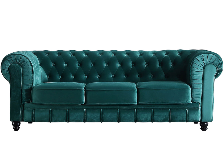 SOFa CHESTERFIELD 3 PLAZAS VELVET VERDE ADC | MUEBLECENTER