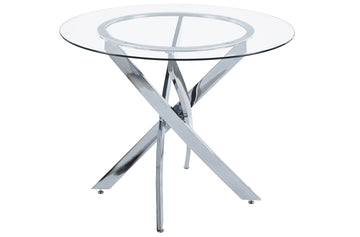 MESA COMEDOR REDONDA THUNDER 100 CM CRISTAL / CROMO. ADC | MUEBLECENTER