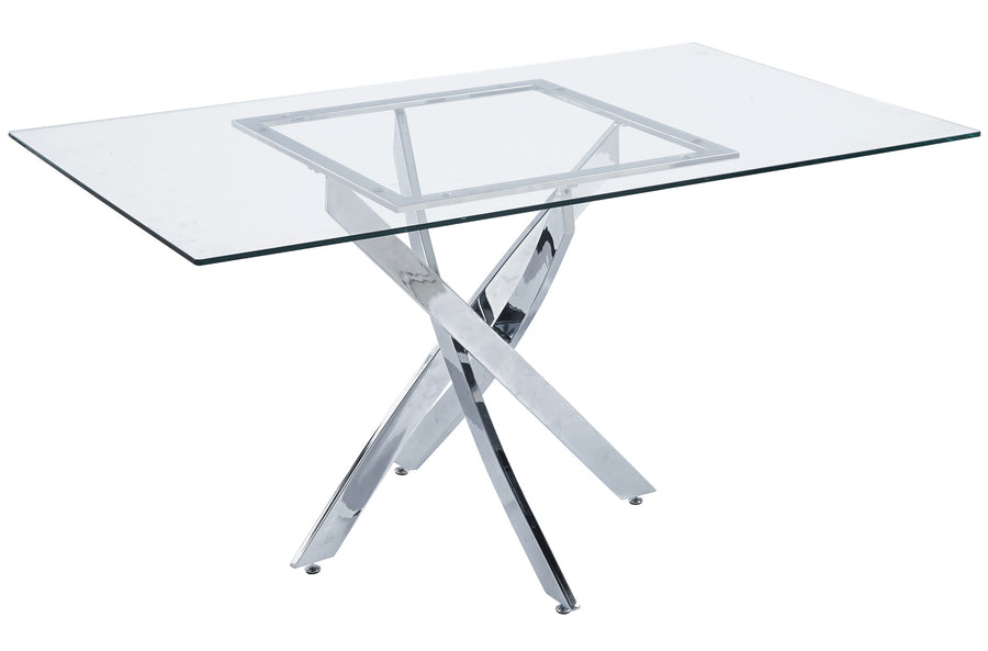 MESA COMEDOR THUNDER RECTANGULAR 150 x 90 CM CRISTAL / CROMO. ADC | MUEBLECENTER