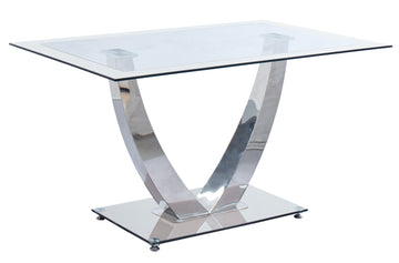 MESA COMEDOR DUBAI CRISTAL BLANCO / CROMO. ADC | MUEBLECENTER