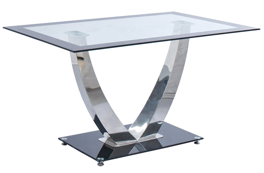 MESA COMEDOR DUBAI CRISTAL NEGRO / CROMO. ADC | MUEBLECENTER