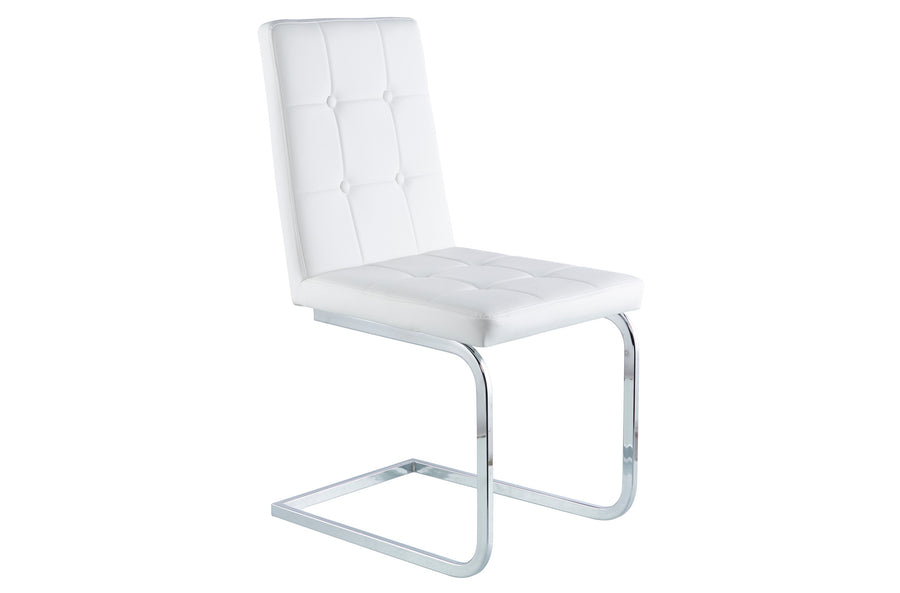 PACK DE 4 UNIDADES SILLA COMEDOR VANITY SiMIL PIEL BLANCO / CROMO PRECIO UNITARIO 103,82 Û ADC | MUEBLECENTER