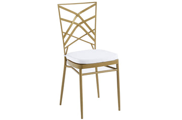 PACK DE 6 UNIDADES SILLA METALICA ART DECO GOLDEN + 2 COJINES DE ASIENTO BLANCOS. PRECIO UNITARIO 76,13 Û ADC | MUEBLECENTER