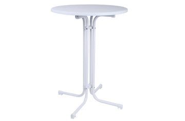 MESA ALTA PLEGABLE EVENTOS COCKTAIL D - 80 CM BLANCO + FUNDA BLANCA. ADC | MUEBLECENTER