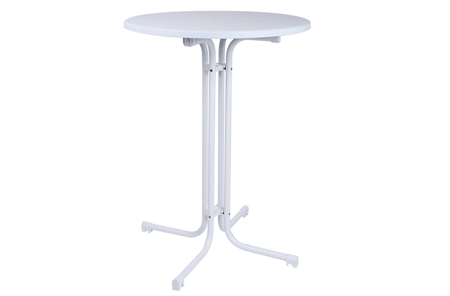 MESA ALTA PLEGABLE EVENTOS COCKTAIL D - 80 CM BLANCO + FUNDA BLANCA. ADC | MUEBLECENTER